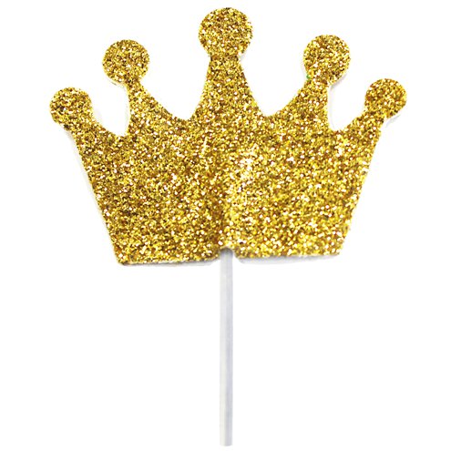 Gold Crown Glitter Cake Toppers - partyfrills