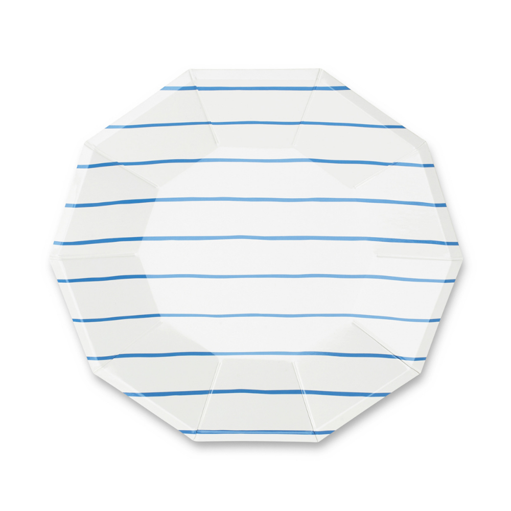 Cobalt Blue Striped Large Plates